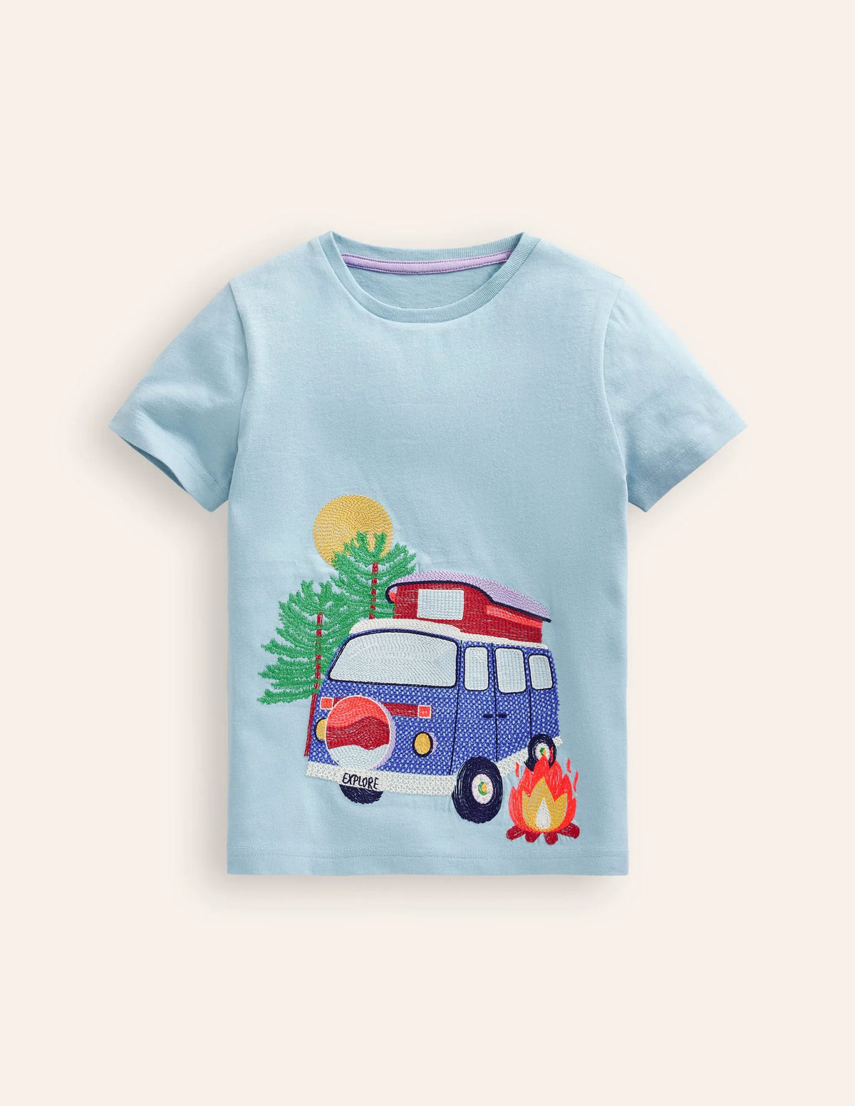 Vehicle Superstitch T-shirt-Vintage Blue Campervan