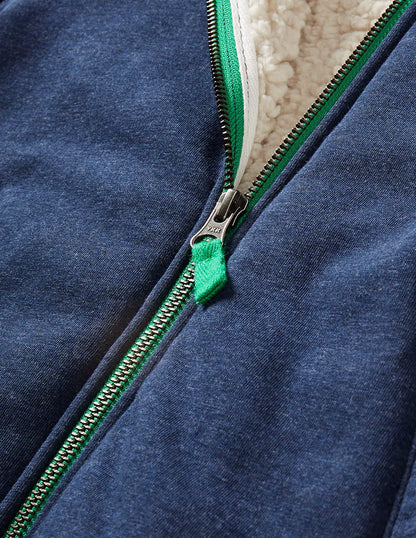 Cosy Fleece-Lined Hoodie-College Navy Marl