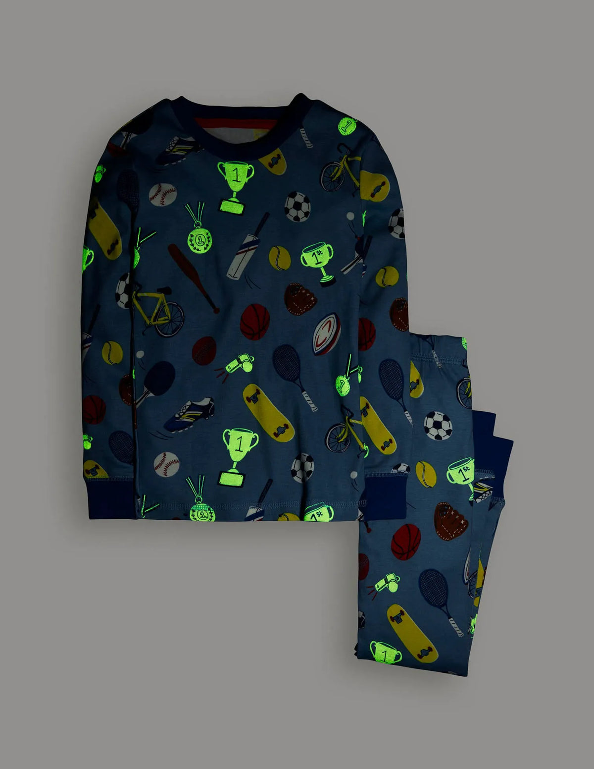 Snug Glow-in-the-dark Pajamas-Blue Sport