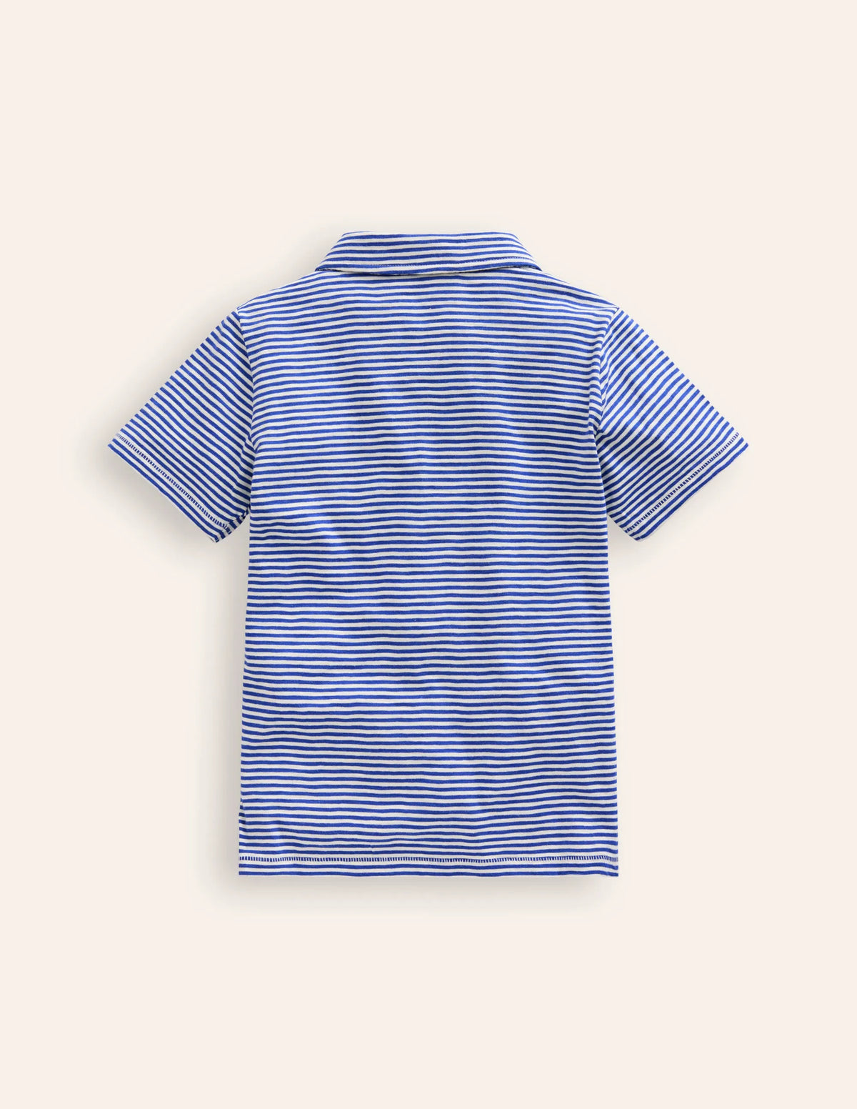 Slub Polo Shirt-Sapphire Blue/ Vanilla Pod