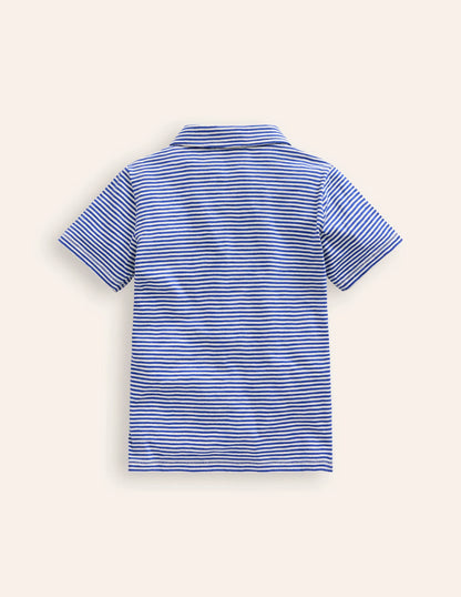 Slub Polo Shirt-Sapphire Blue/ Vanilla Pod