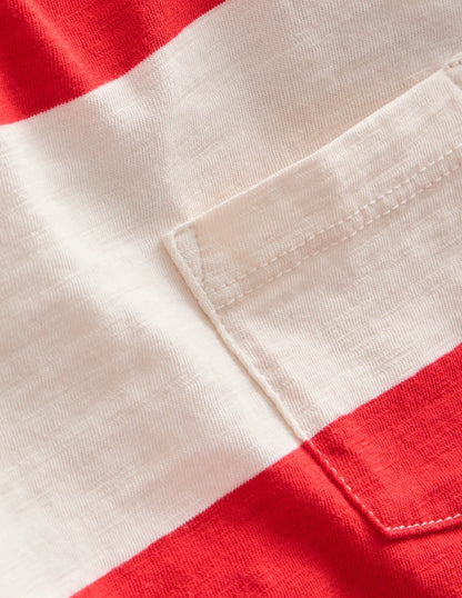 Washed Slub T-shirt-Poppy Red/ Ivory