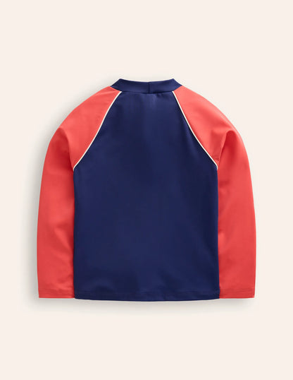 Logo Rash Guard-Sapphire Blue/ Jam Red Axolotl