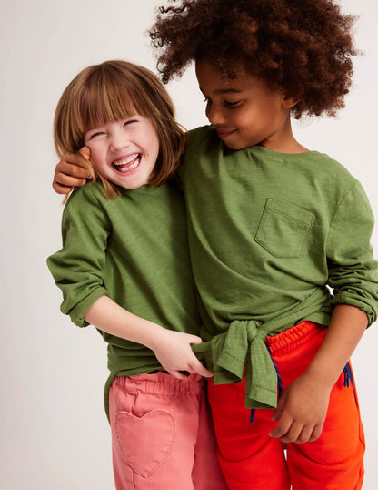 Long-sleeved Washed T-shirt-Safari Green