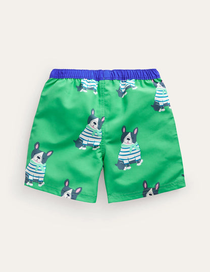 Swim Shorts-Pea Green Dogs
