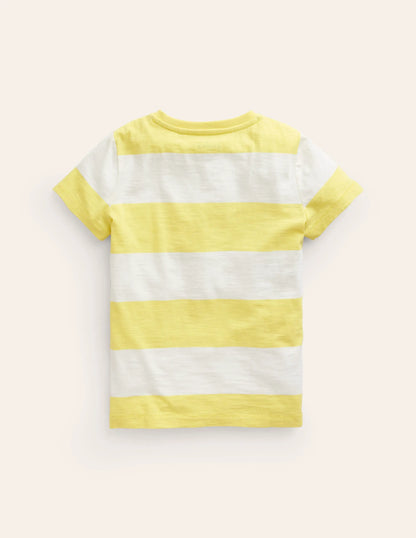 Washed Slub T-shirt-Lemon Yellow/Ivory