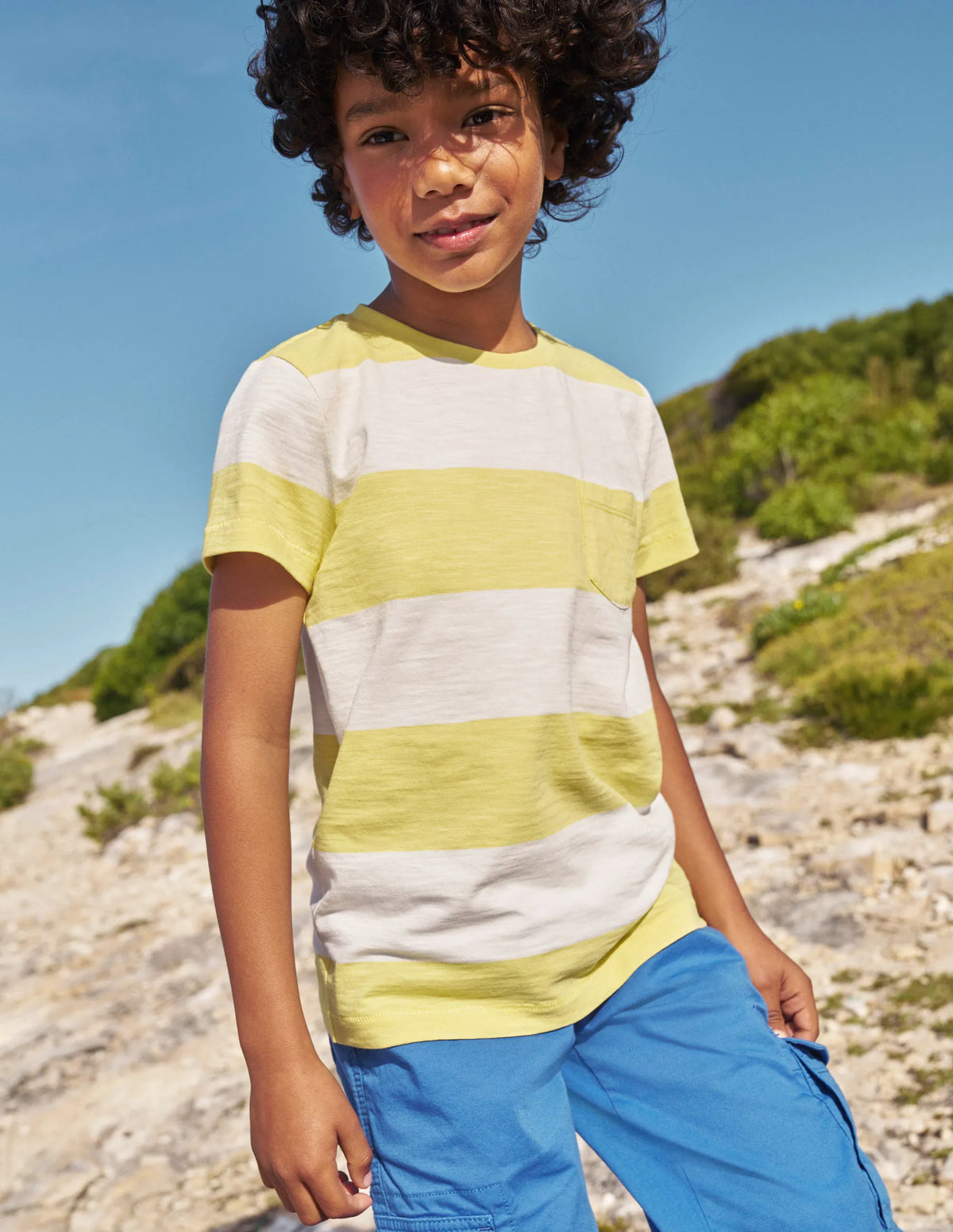 Washed Slub T-shirt-Lemon Yellow/Ivory
