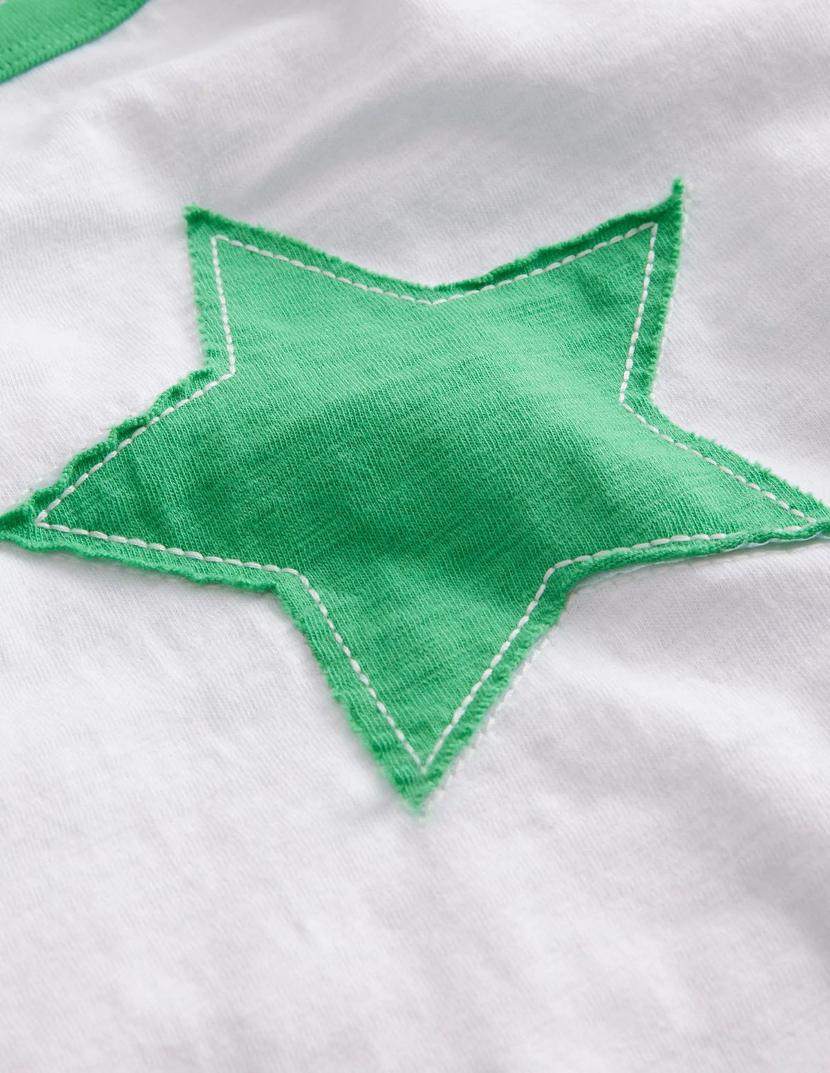 Long Sleeve Raglan T-shirt-White/Green Star