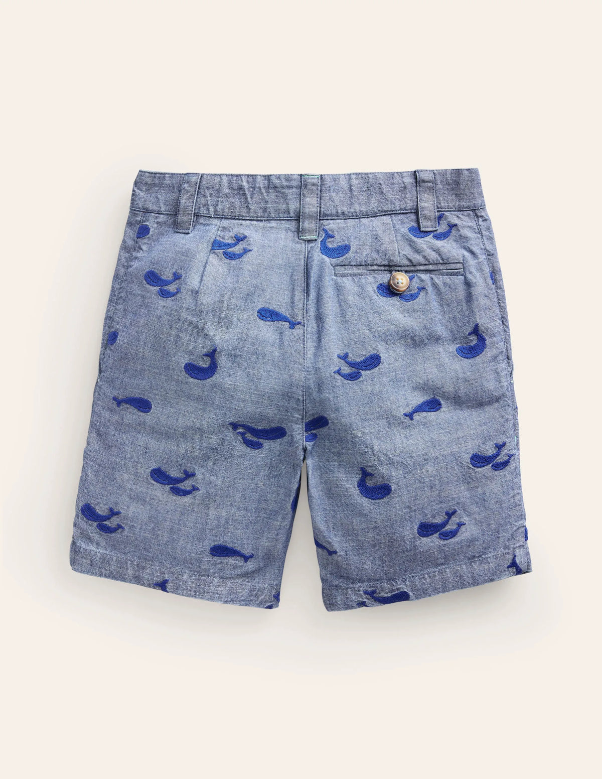 Embroidered Chino Shorts-Chambray Whale Embroidery