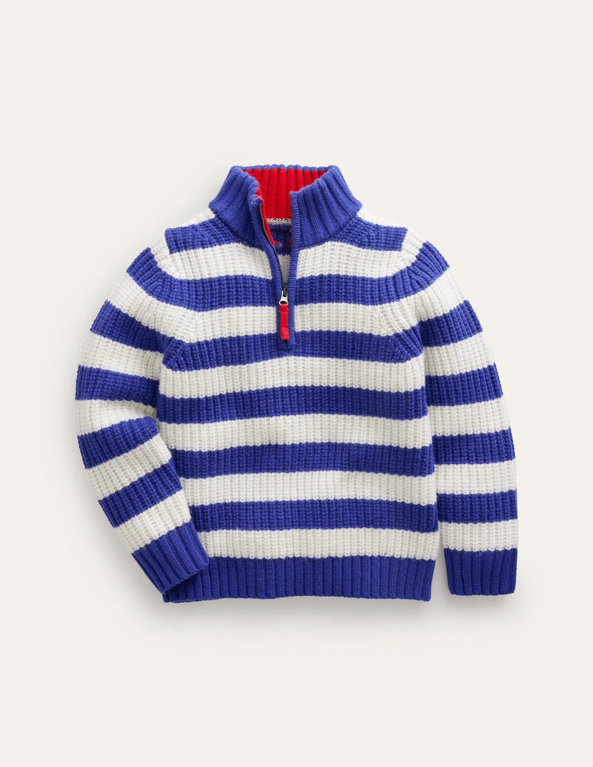 Chunky Half-Zip Sweater-Greek Blue and Ivory
