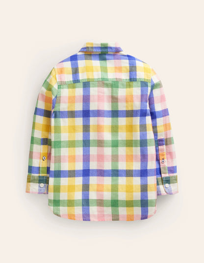 Linen Shirt-Green / Pink Gingham