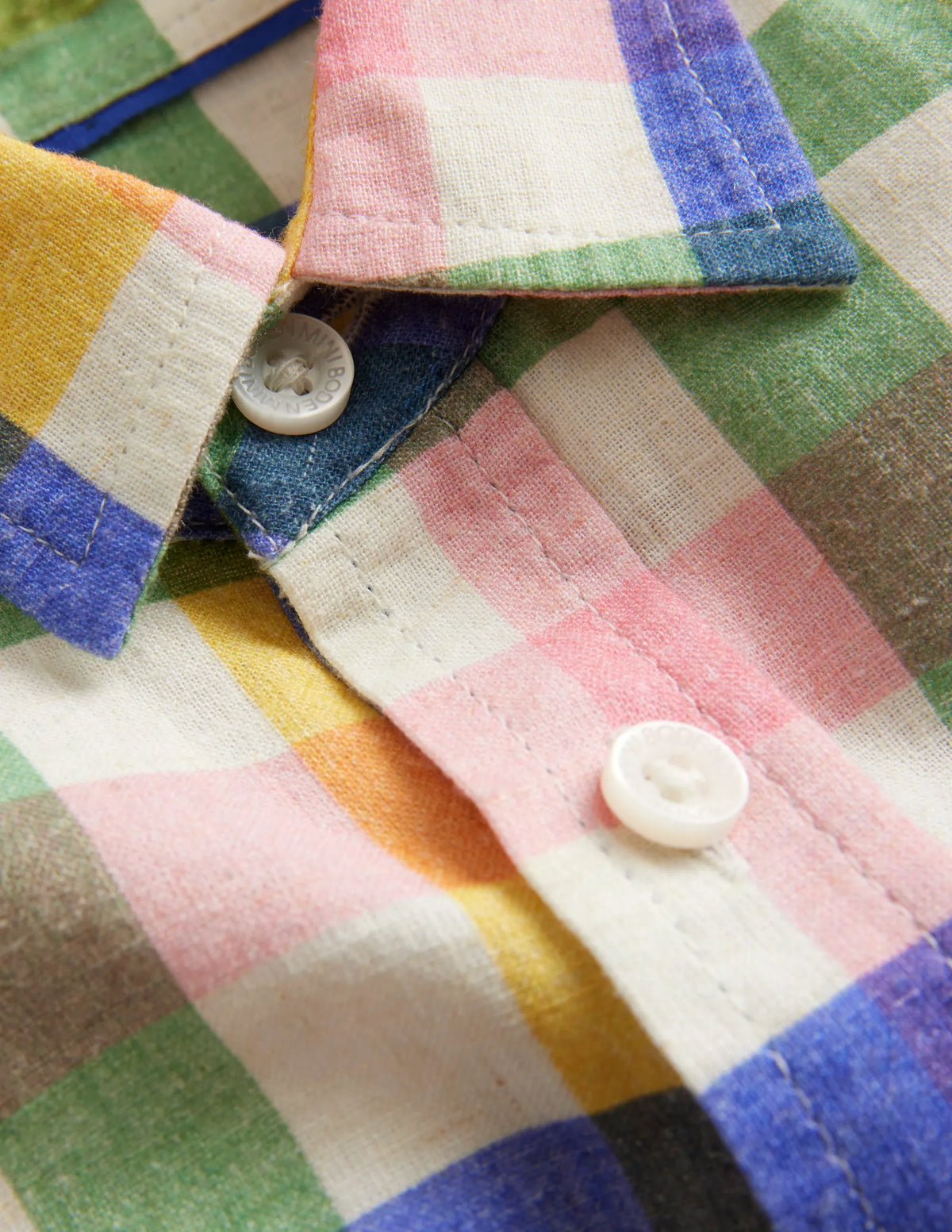 Linen Shirt-Green / Pink Gingham