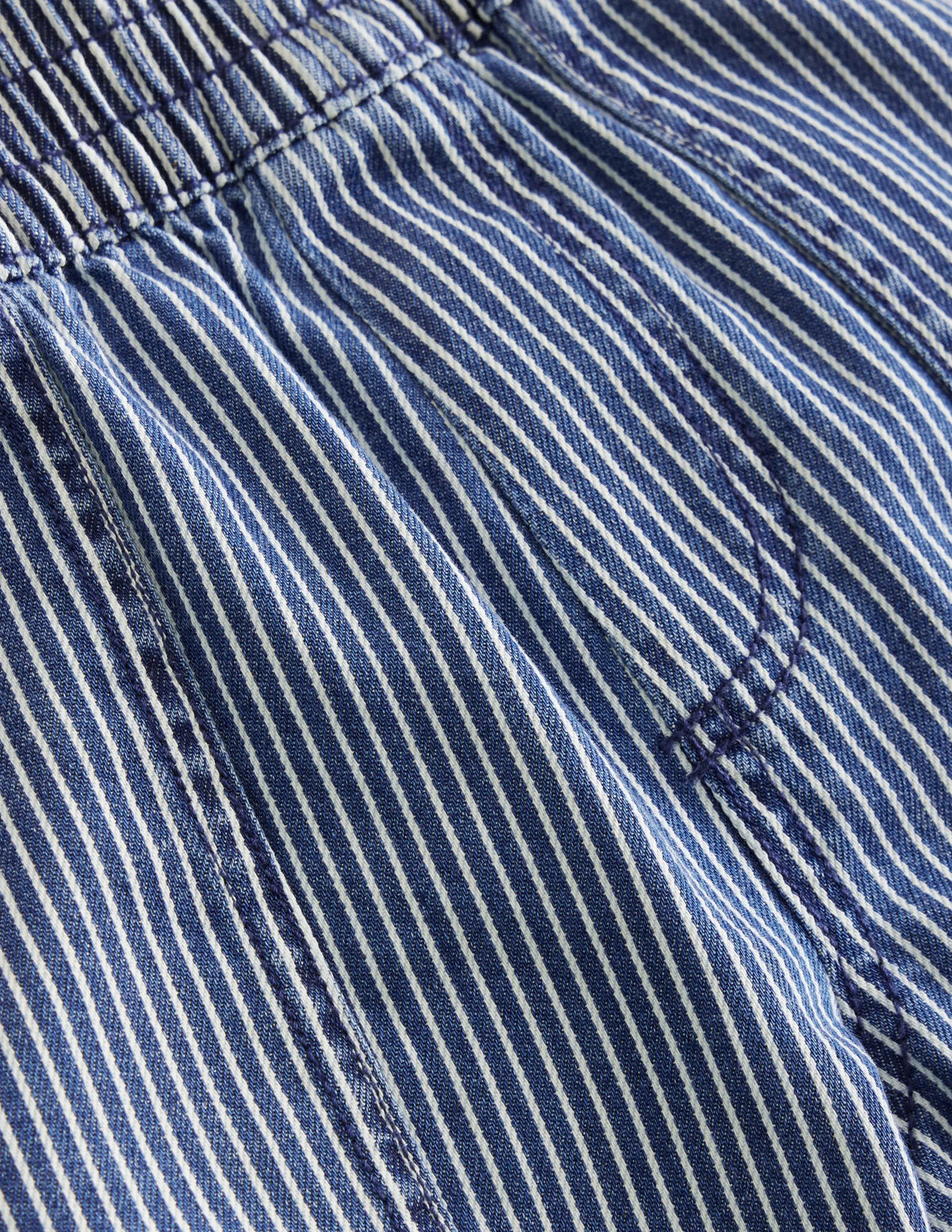 Ticking Pull On Pants-Medieval Blue Ticking Stripe