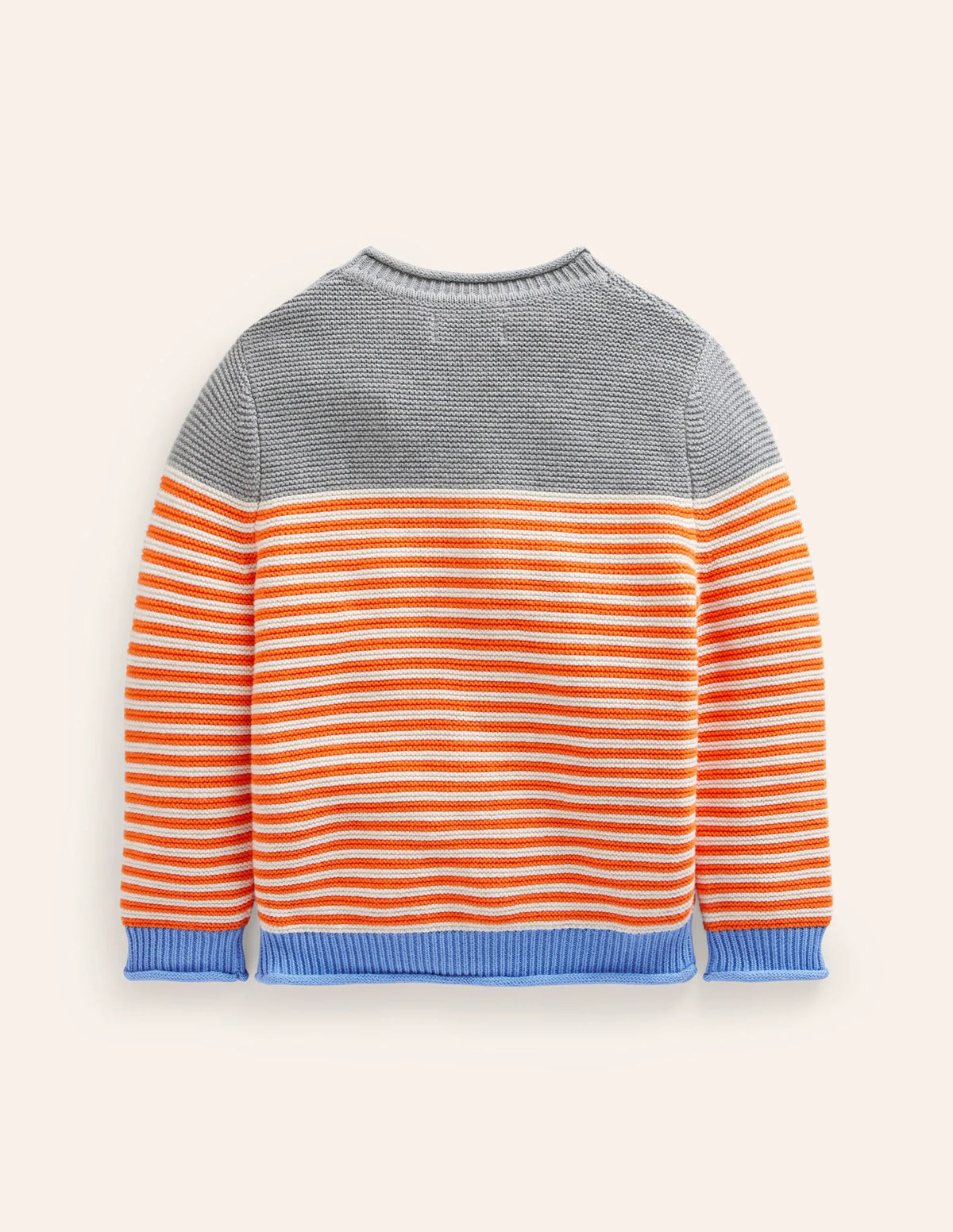 Everyday Stripe Cotton Sweater-Terracotta Orange & Ecru Marl