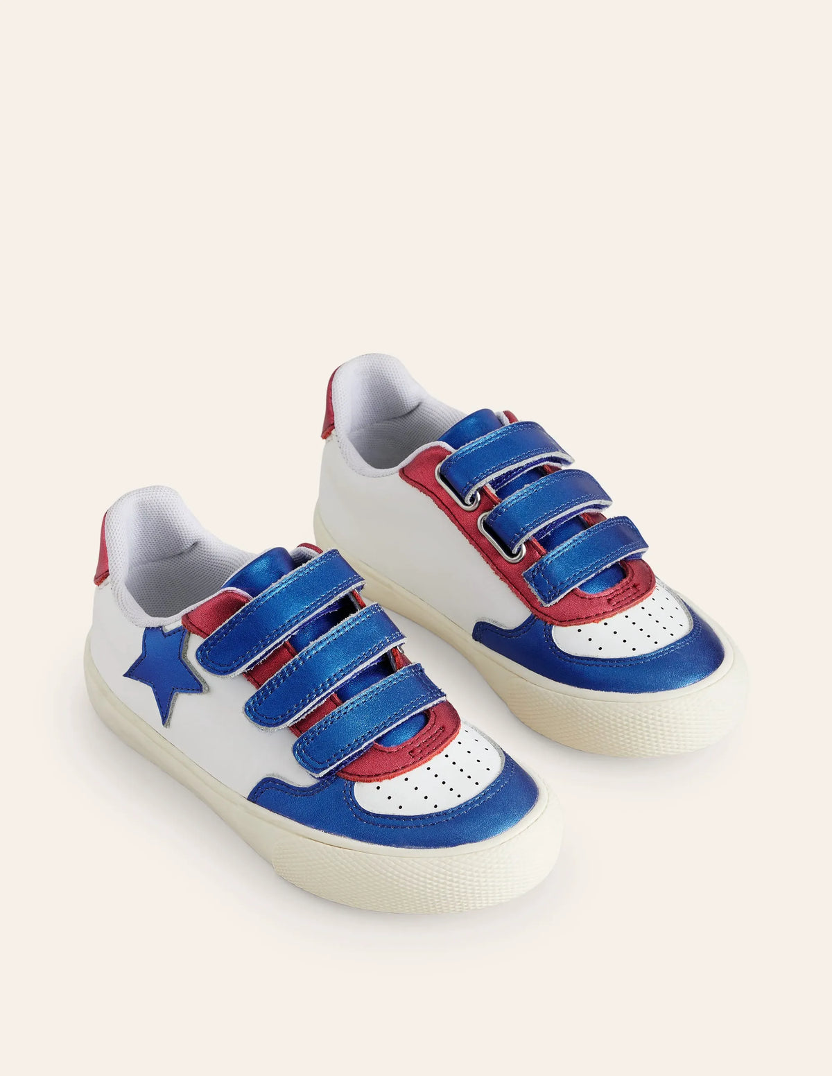 Metallic Leather Low Top-White Metallic Colourblock