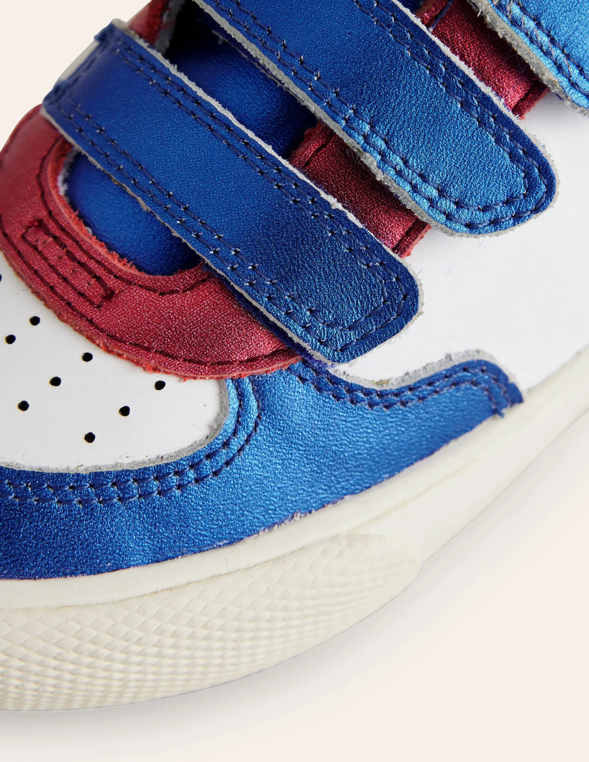 Metallic Leather Low Top-White Metallic Colourblock