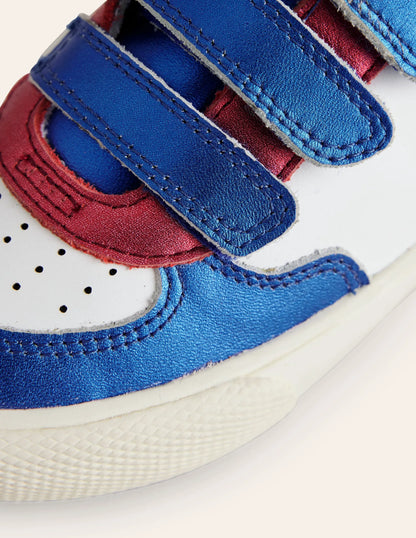 Metallic Leather Low Top-White Metallic Colourblock