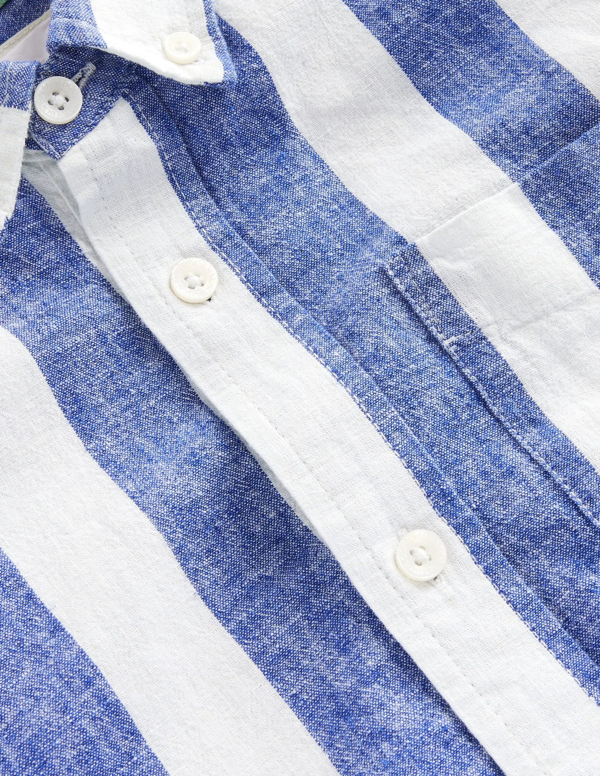 Cotton Linen Shirt-Sapphire Blue / Ivory Stripe