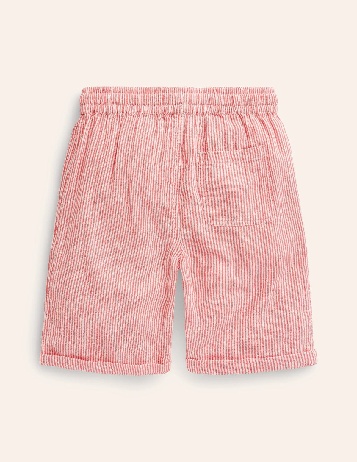 Drawstring Vacation Shorts-Jam Red / Ivory Stripe