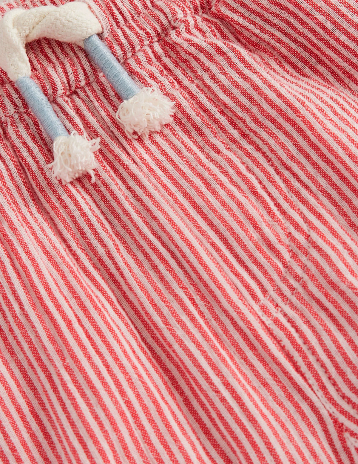 Drawstring Vacation Shorts-Jam Red / Ivory Stripe
