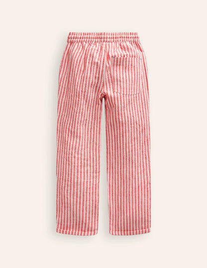 Summer Pull-On Pants-Strawberry Tart Red Ticking