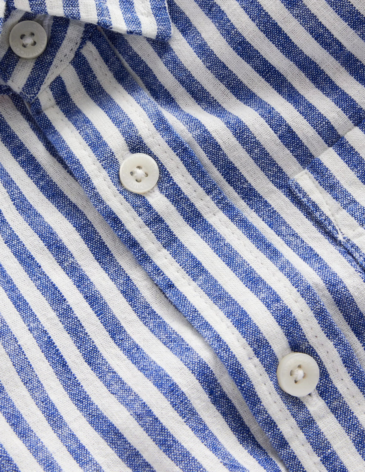 Linen Shirt-College Navy / Ivory Stripe