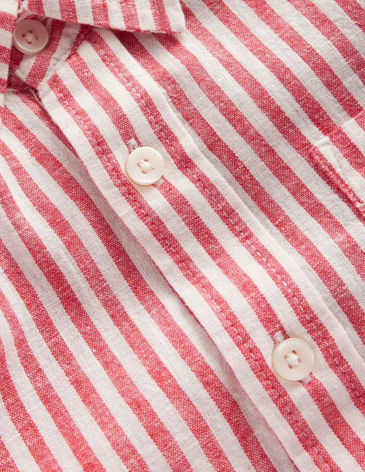 Linen Shirt-Jam Red / Ivory Stripe