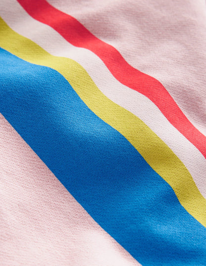Printed Stripe Sweatshirt-Ballet Pink Multi Chest Stripe