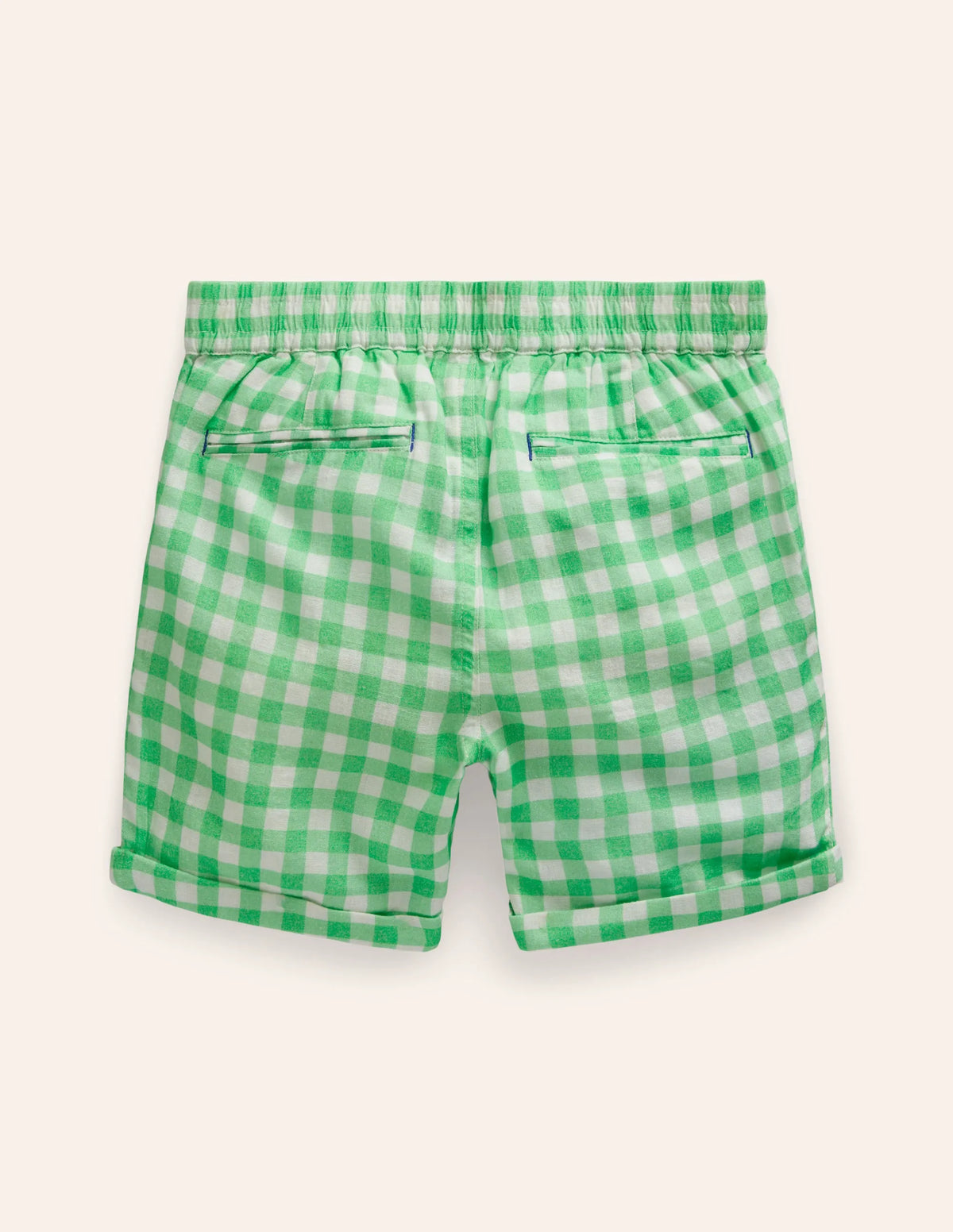 Smart Roll Up Shorts-Pea Green Gingham