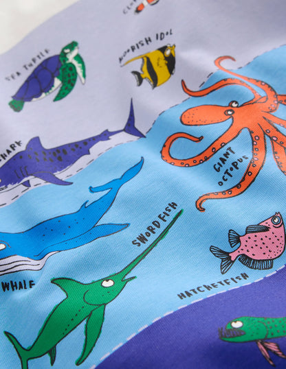 Ocean Zones Printed T-Shirt-Ivory Sea Life