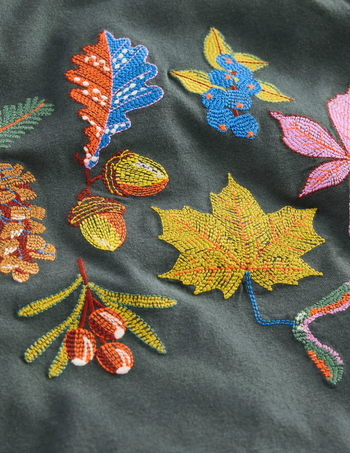 Fun Superstitch Grid T-shirt-Smoke Autumn Leaves