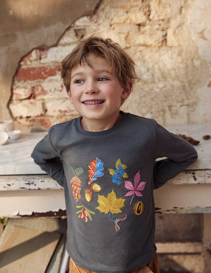 Fun Superstitch Grid T-shirt-Smoke Autumn Leaves