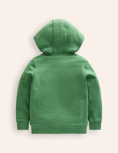 Cosy Fleece-Lined Hoodie-Green Marl