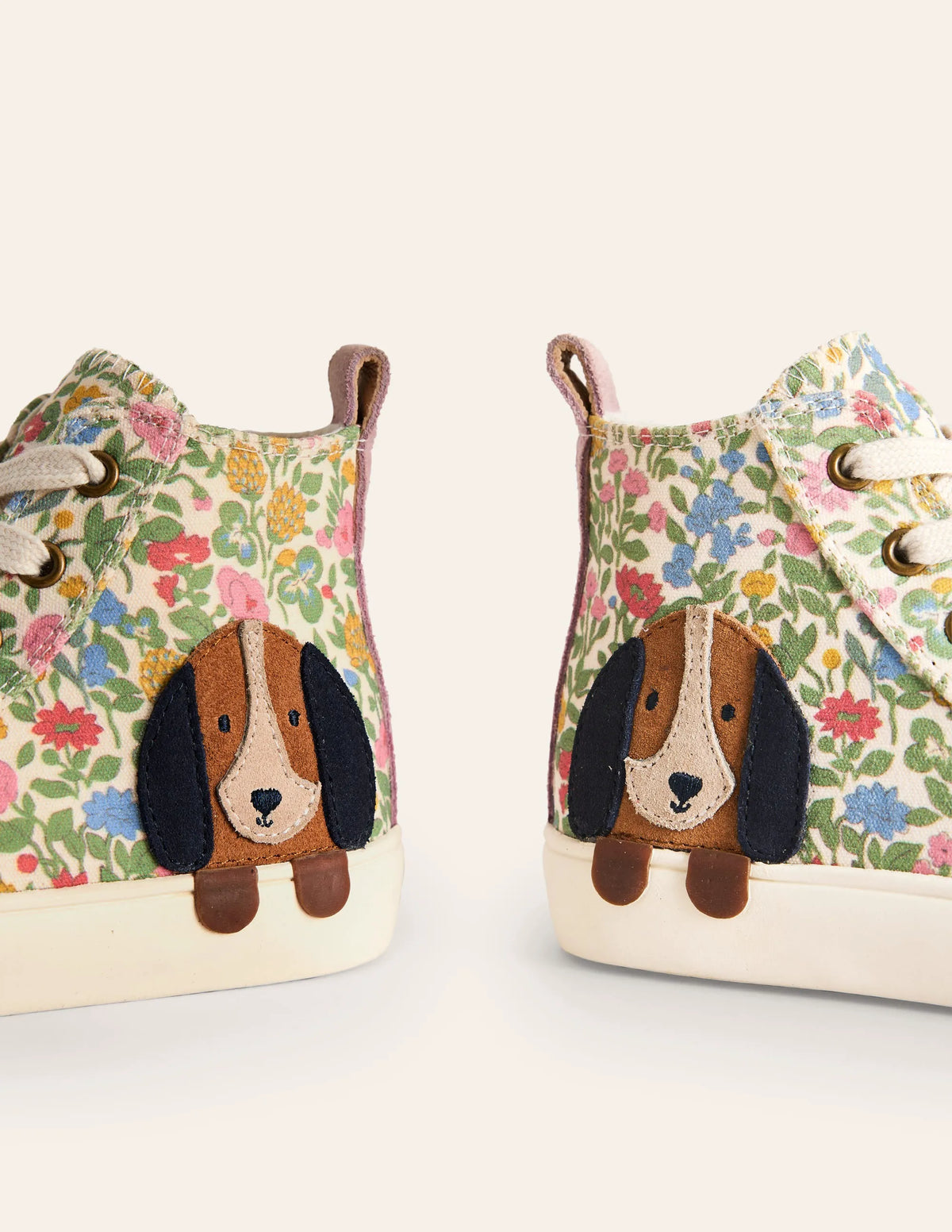 Applique Canvas High Top-Multi Floral Dog