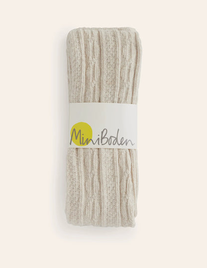 Cable Footless Tights-Oatmeal Marl