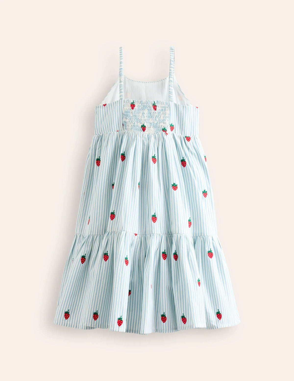 Tiered Twirly Sundress-Vintage Blue/ Ivory Strawberry