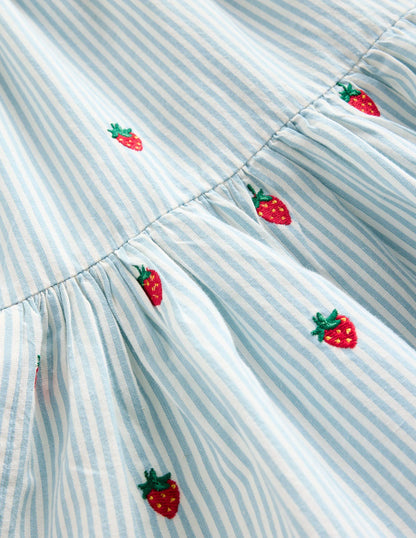Tiered Twirly Sundress-Vintage Blue/ Ivory Strawberry