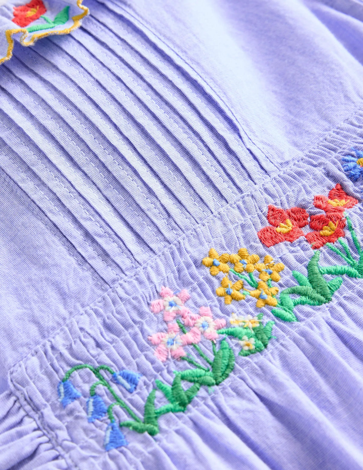 Embroidered pintuck dress-End on End Embroidery