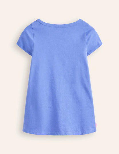 Short Sleeve Appliqué Tunic-Surf Blue Bunny