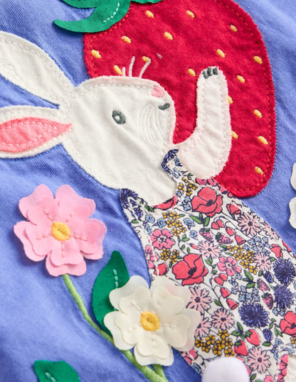 Short Sleeve Appliqué Tunic-Surf Blue Bunny