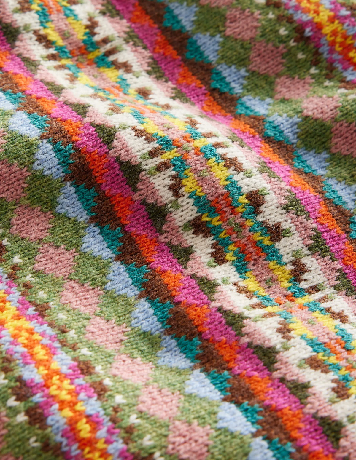 Fair Isle Knitted Vest-Green/ Pink Fair Isle