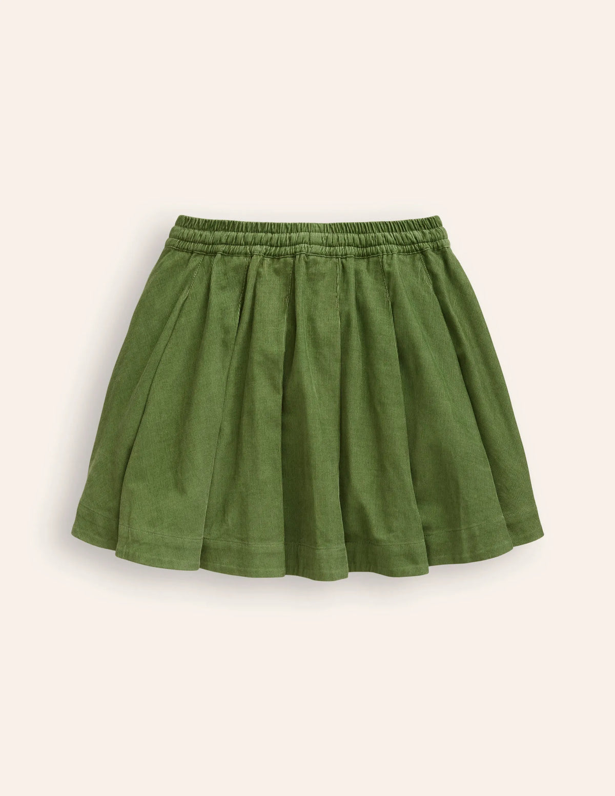 Pull-On Twirly Pleated Skirt-Iguana Green Cord