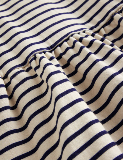Loopback Sweatshirt Dress-White/ College Navy Stripe