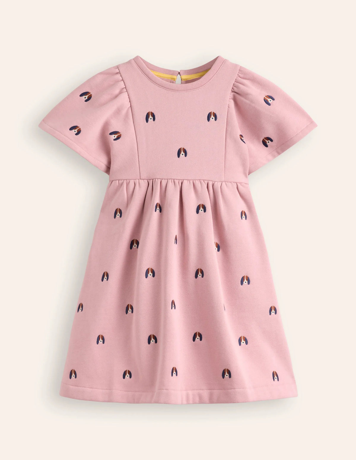 Embroidered Sweatshirt Dress-Vintage Pink Pups