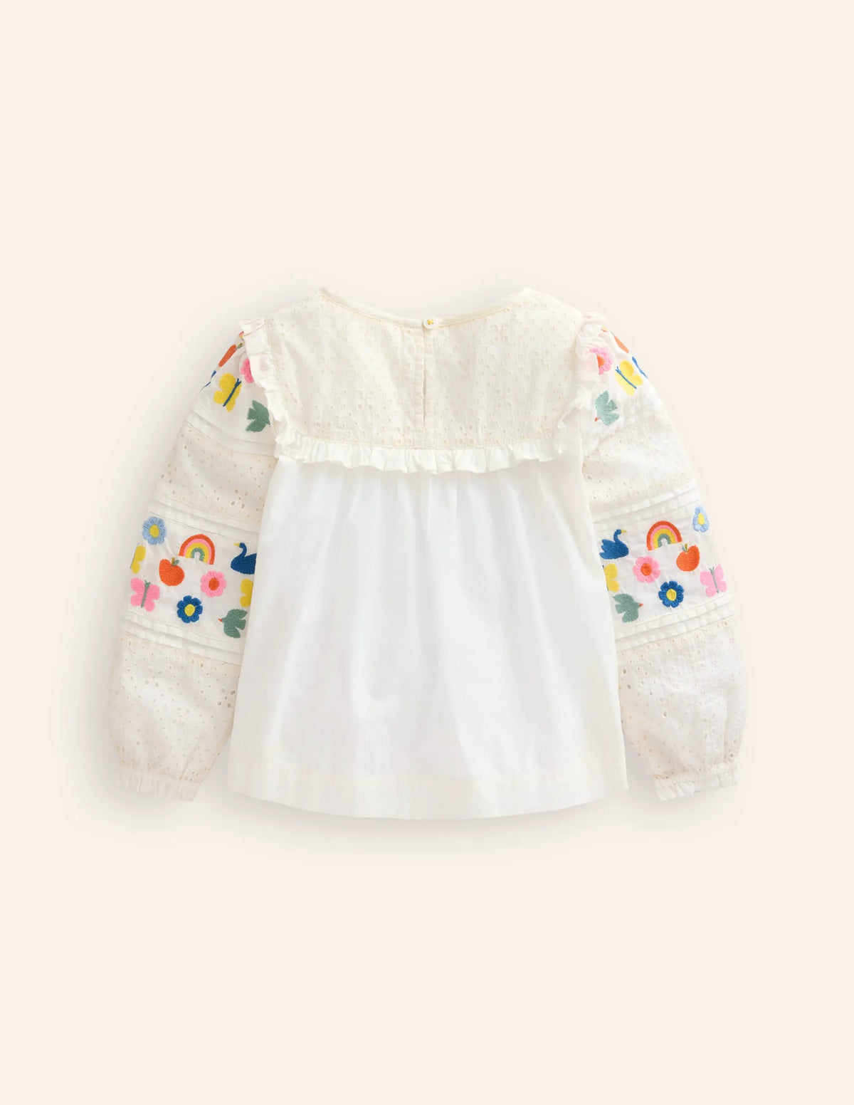 Embroidered Broderie Top-Vanilla White