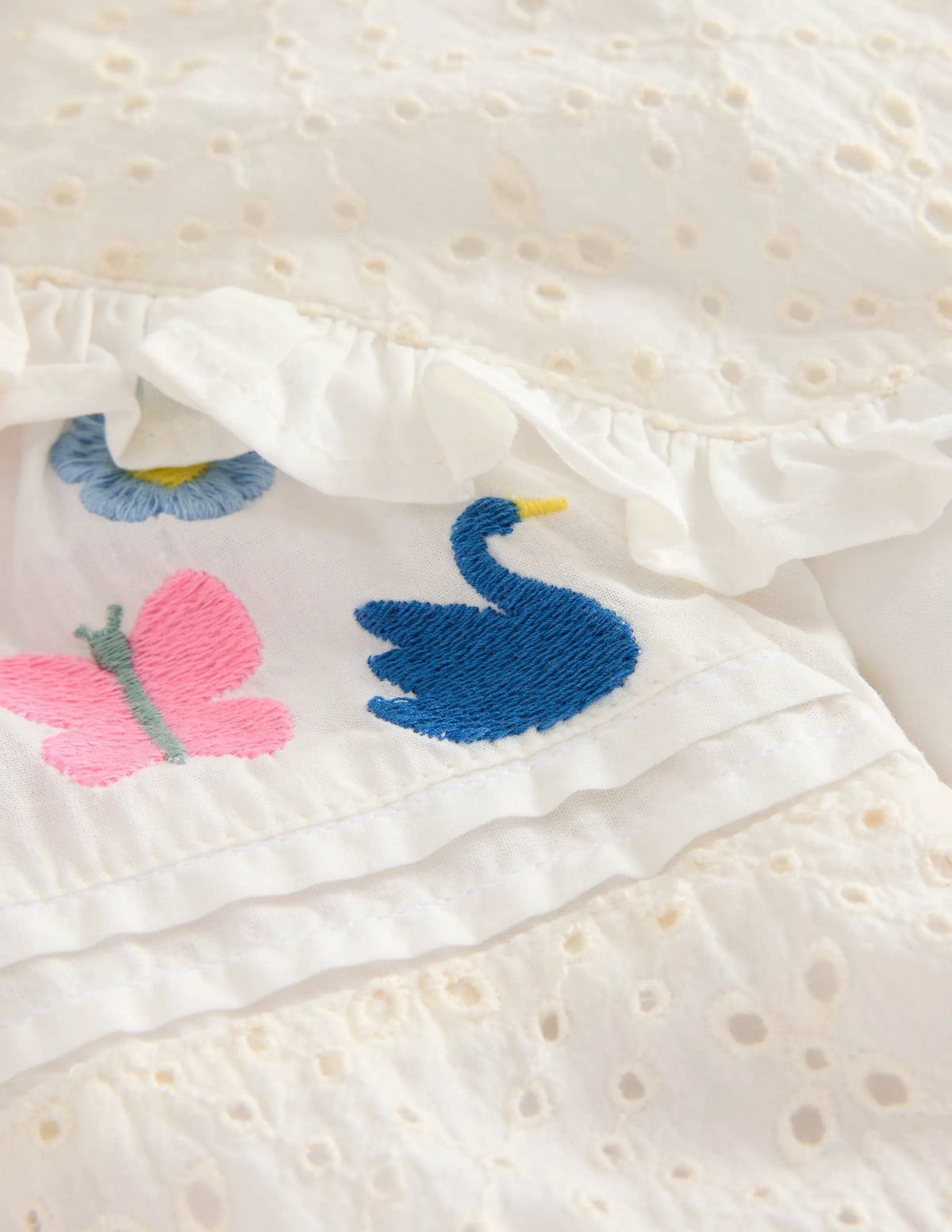 Embroidered Broderie Top-Vanilla White