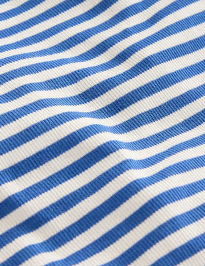 Ribbed Long Sleeve T-shirt-Bluejay/ Ivory