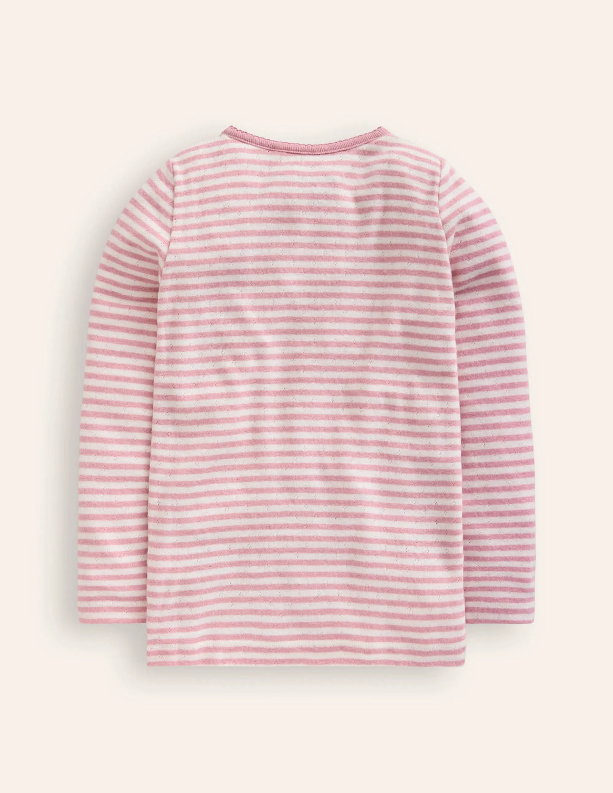 Henley Pointelle Top-Ivory/ Vintage Pink Stripe