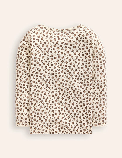 Long Sleeve Pointelle Top-Leopard