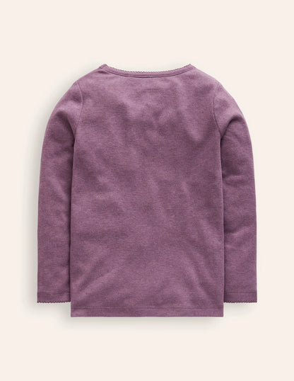 Long Sleeve Pointelle Top-Bramble Purple